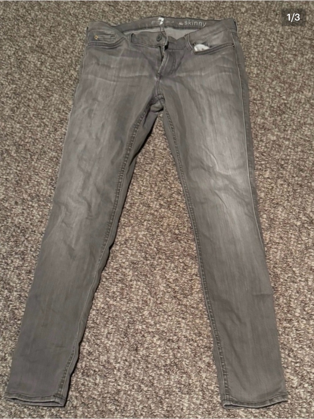 7 For All Mankind Skinny Leg Gray Jeans Size 32